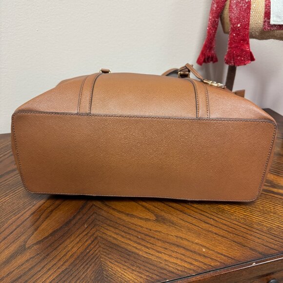 Michael Kors Leather Signature Tote Bag SADDLE BROWN color used ONE TIME -- EUC - Picture 4 of 13
